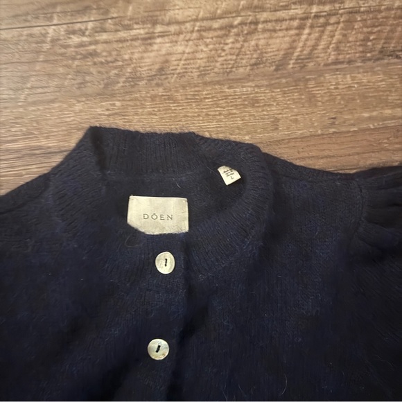 Doen Anisa Cardigan in Navy Alpaca Wool Quiet Luxury Button-Up Sweater Large - Picture 3 of 6